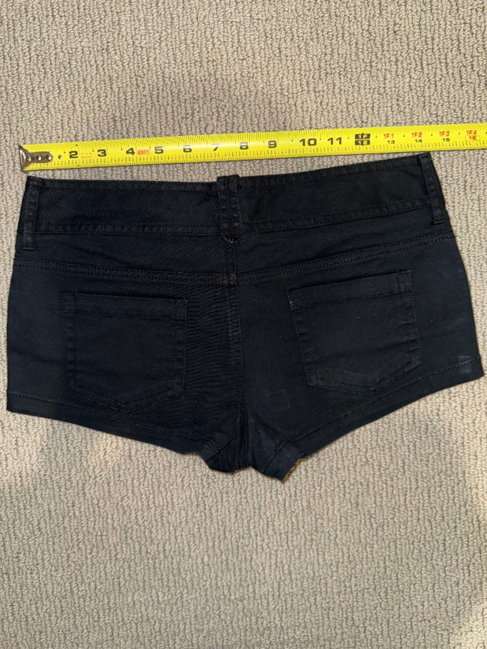 Twenty One Y2K Black Stretch Mini Shorts Size Small Cotton Blend Low Rise - Picture 12 of 16